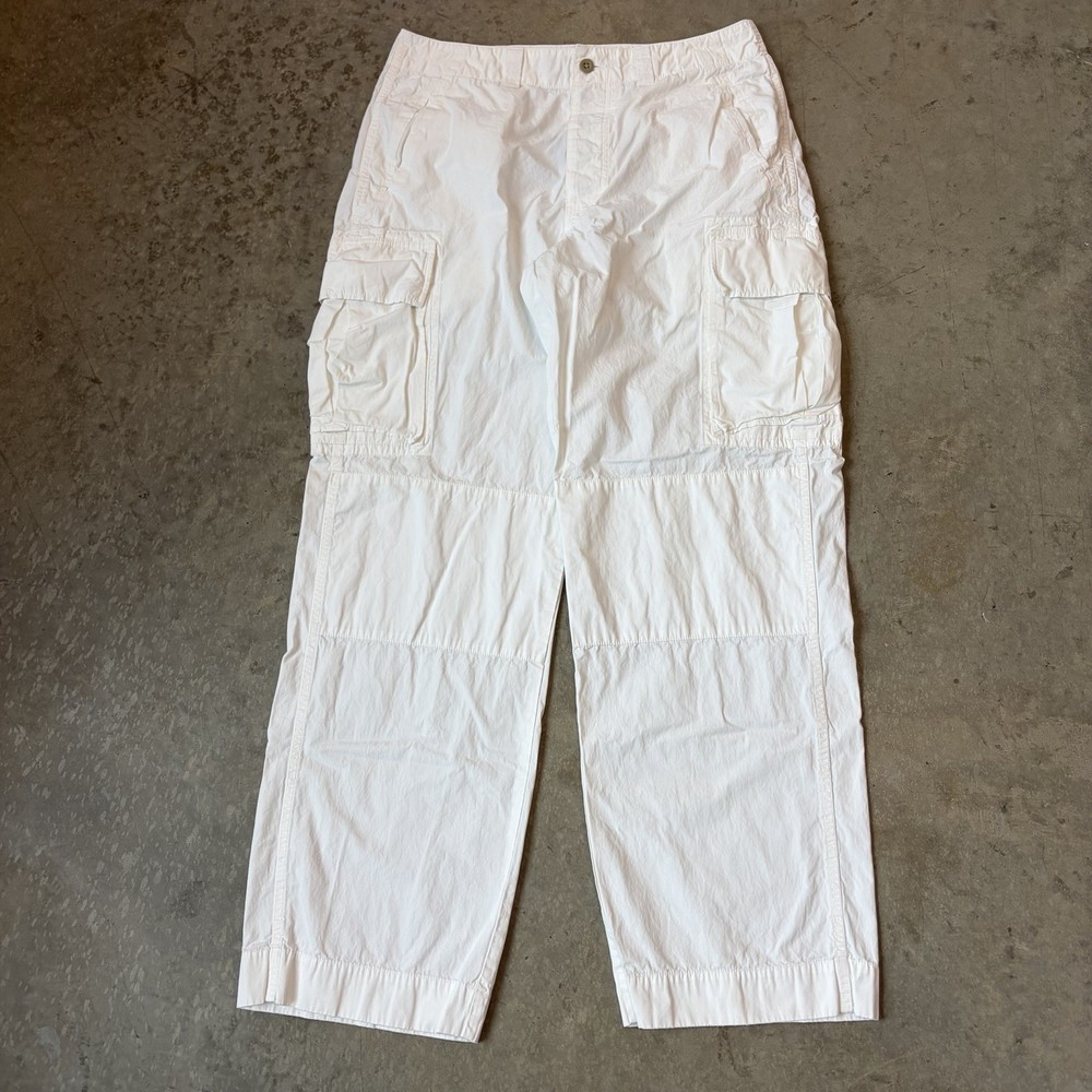 Vintage 90s Polo Ralph Lauren Cargo Pants White Military Parachute Utility 34x33