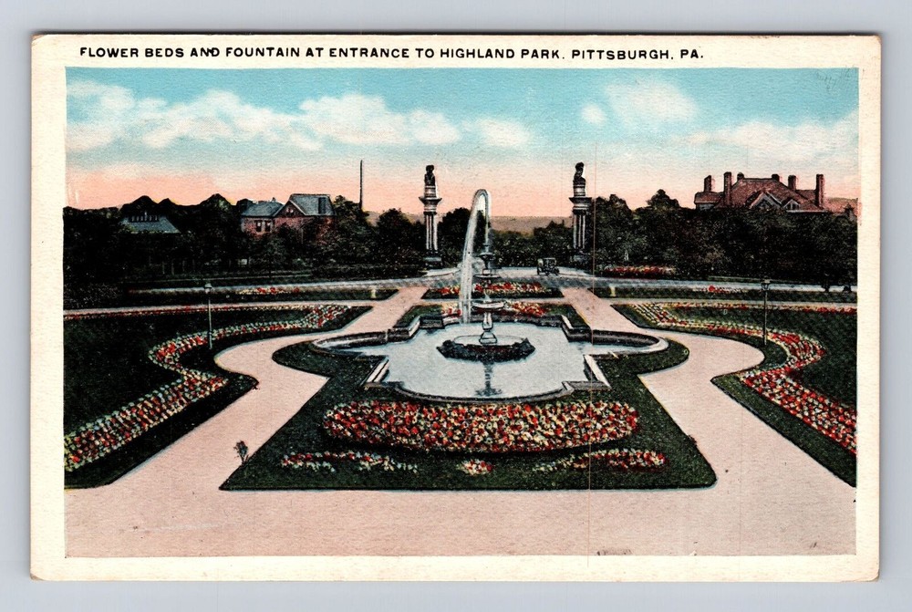 Pittsburgh PA-Pennsylvania, Flowers Entrance, Highland Park Vintage Postcard