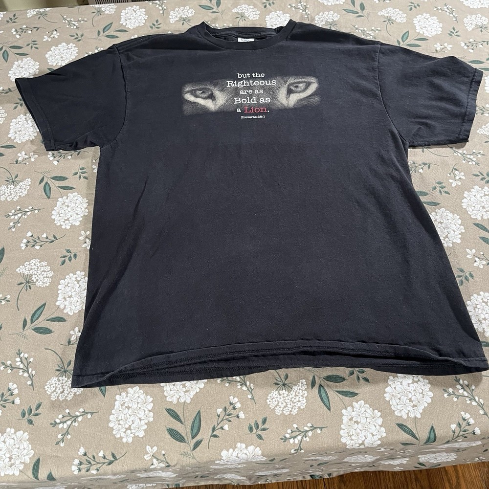 Vintage Christian Shirt Men’s Xl Black Nature Lion Jesus Y2K 90s Religious