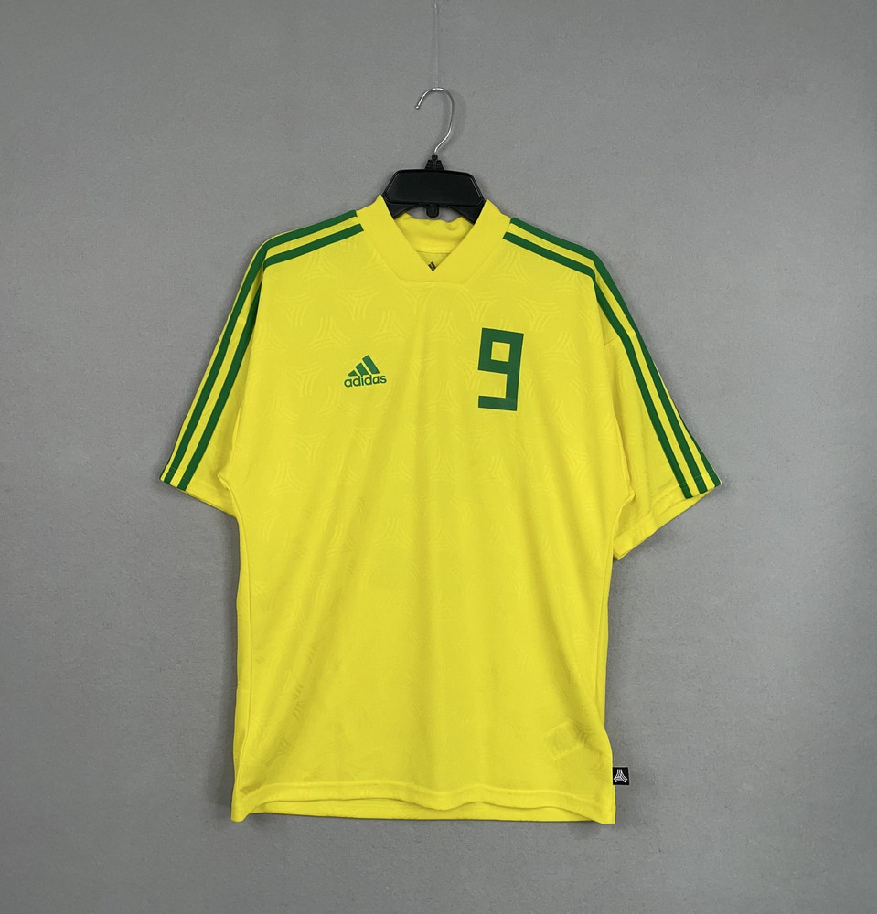 Adidas Soccer Shirt Mens XS Yellow Green Climalite Football Tanip Brazil Jersey