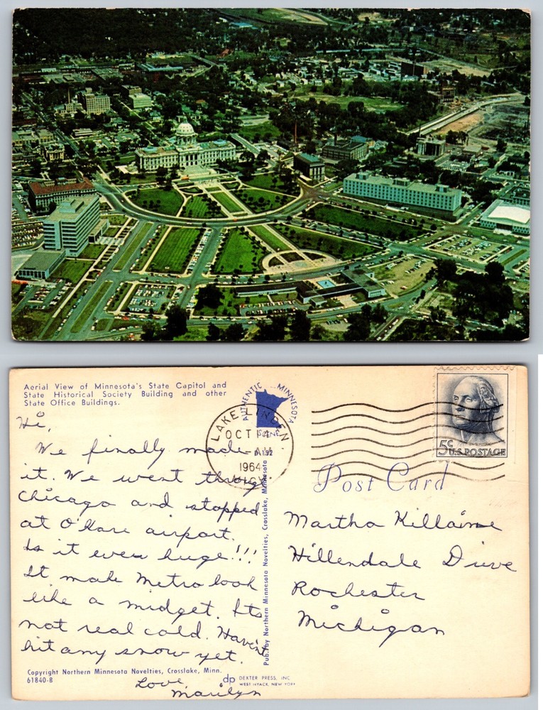 State Capitol Aerial View Saint Paul Minnesota MN Postcard