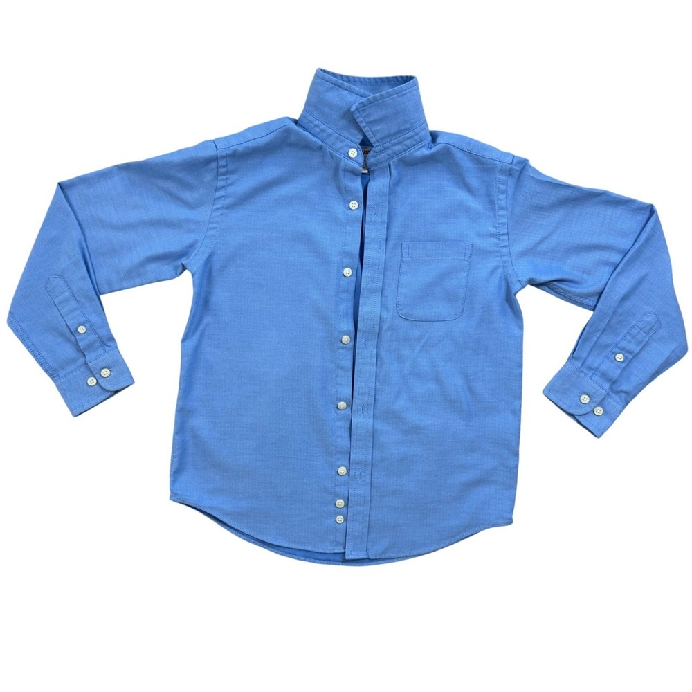 Cat & Jack Boys Blue Herringbone Long Sleeve Button Down Shirt Size S 6/7
