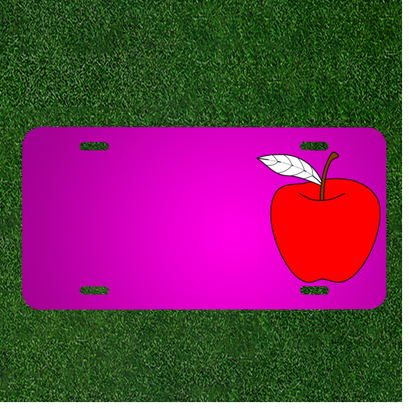 Custom Apple Red Car License Plate with Personalized Names for Ripe Fruit Design
