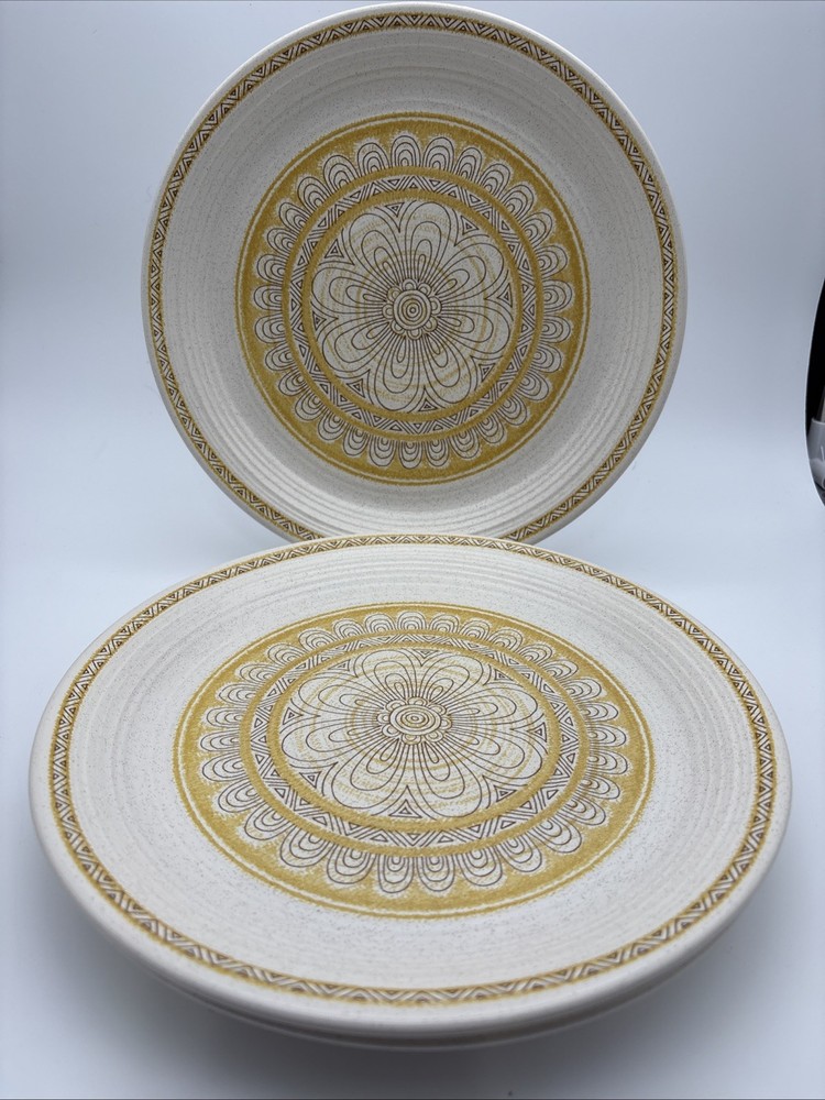 3 Dinner Plates Vintage Franciscan Earthenware Hacienda Gold 10.75” Made In USA