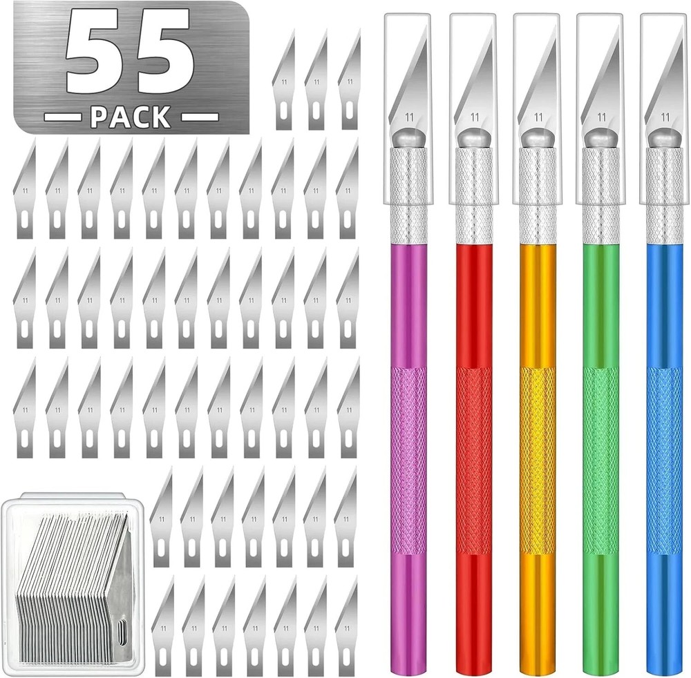 Kit Exacto Knife Set 50 Blade Refill Xacto 5PCS Leather Craft Pen Cutter Razor