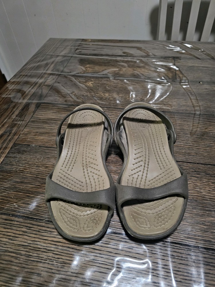 Crocs Cleo Womens Sandals Size 7 Brown/Green Open Toe Slip On Casual