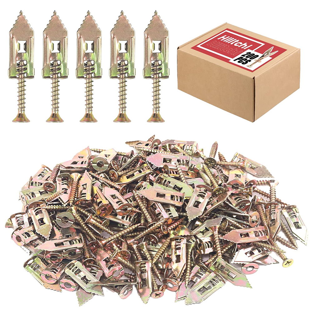 200Pcs Self Drilling Drywall Anchors with Screws Easy Application No Drill or Ho