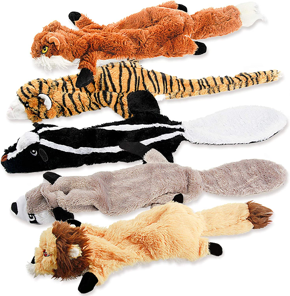 Dog Squeak Toys, No Stuffing Plush Dogs Chew Toy for Small Medium Large Breed Ch