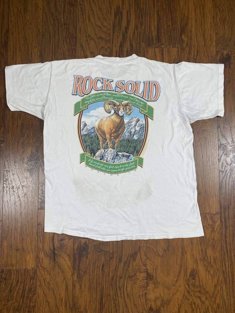 Vintage 90s RARE JESUS T Shirt Size Large Single stitch Rock Solid Thrasher