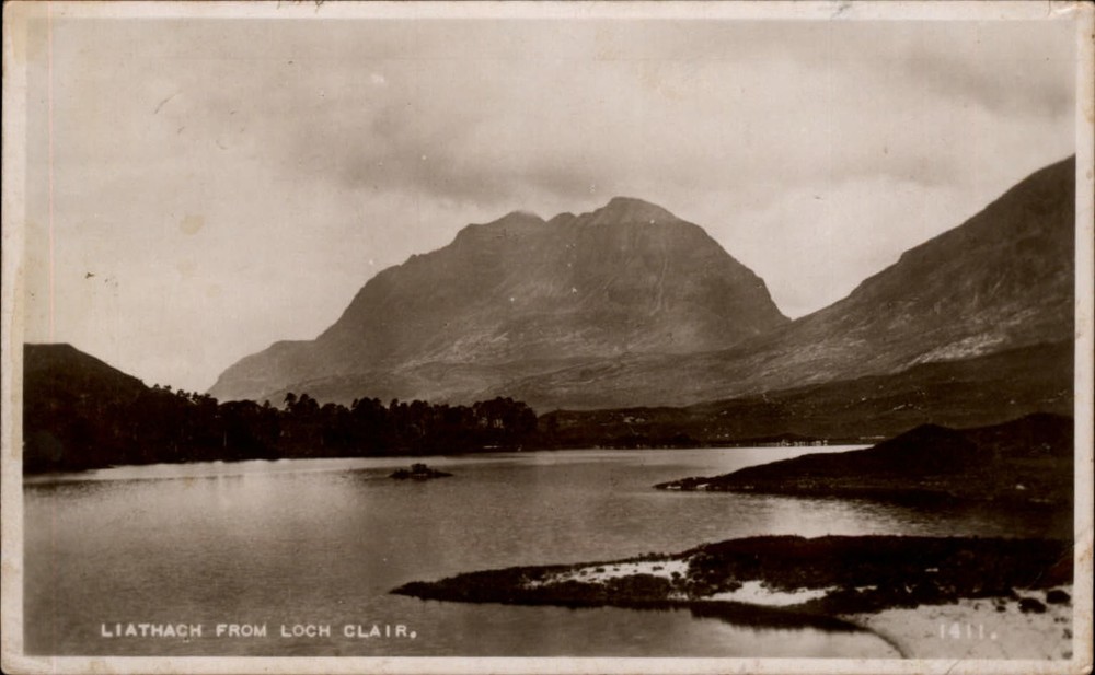 RPPC Liathach Scotland United Kingdom from Loch Clair real photo postcard