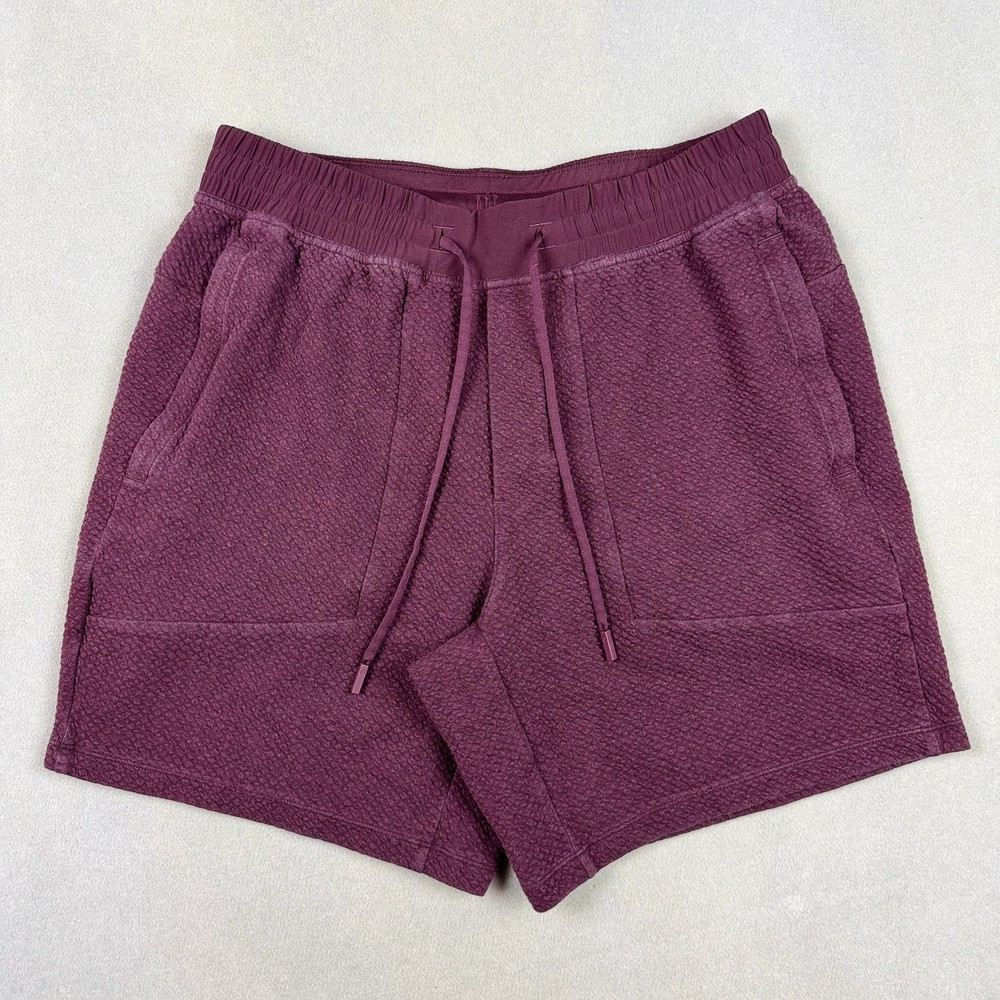 Lululemon At Ease Textured Shorts Mens Large L Burgundy 7