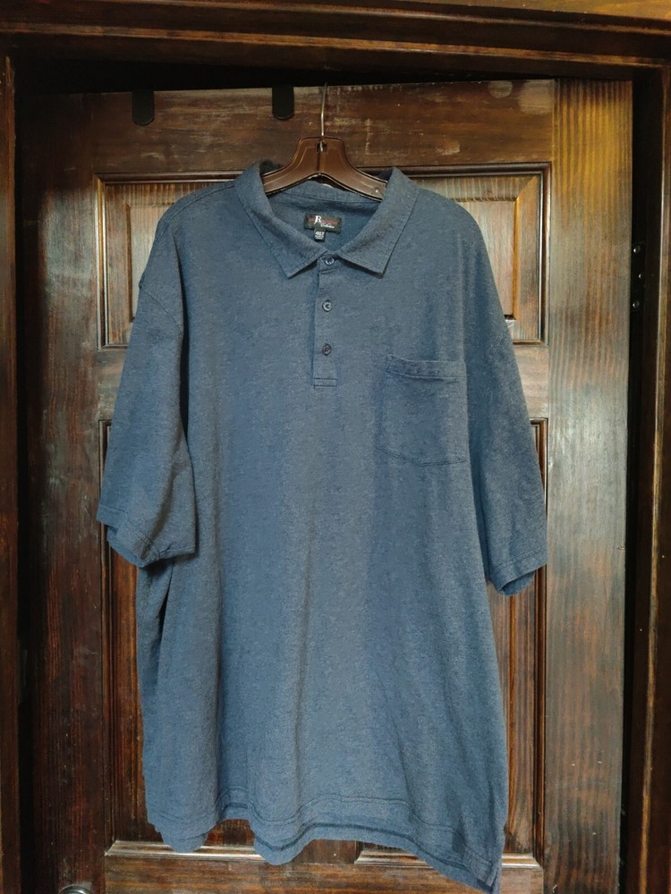 Jon Randall Polo style Men's Blue 4XLT Big & Tall Short Sleeve Pima cotton/silk