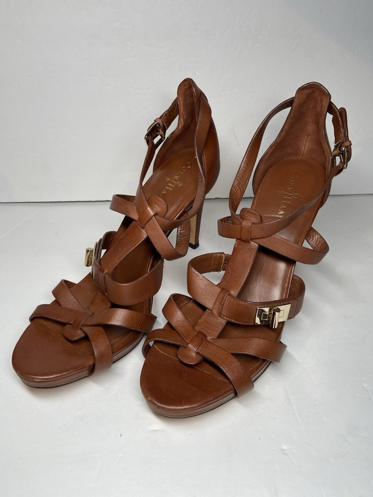 Cole Haan NikeAir Women’s Shoes Size 10 Spike Heel Strappy Brown Leather