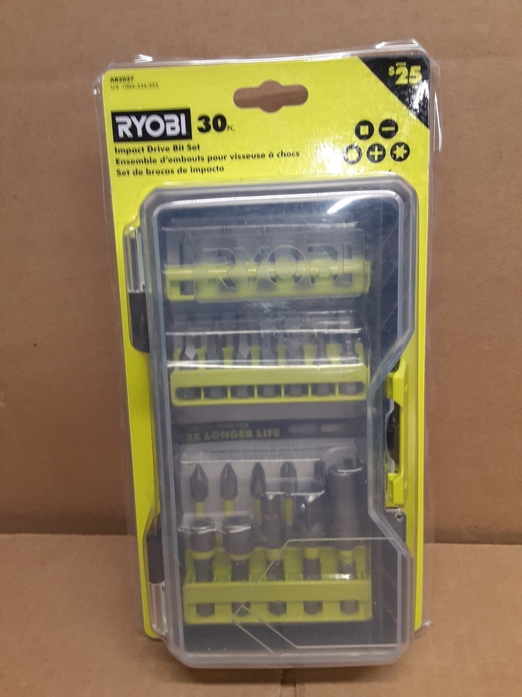 RYOBI 30-Piece Impact Driver Bit Set AR2037 for Tough Fastening Jobs