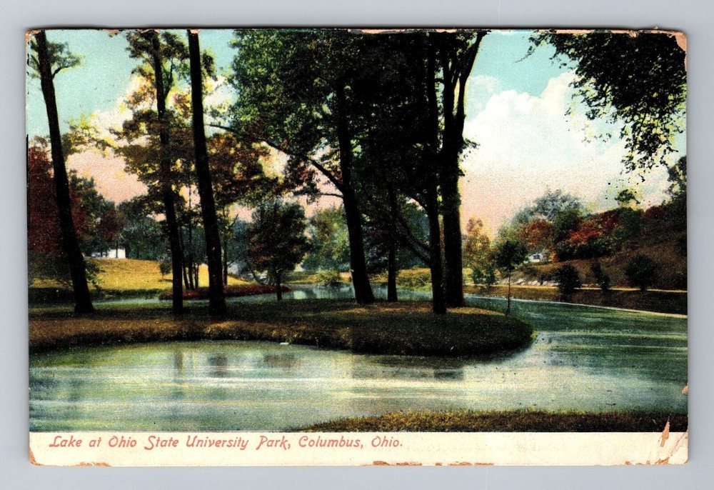 Columbus OH-Ohio, Ohio St University Park Lake, c1909 Antique Vintage Postcard