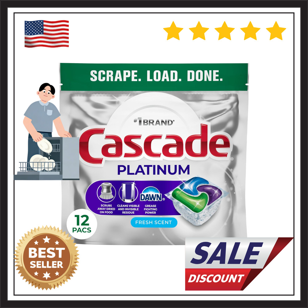 Cascade Platinum Dishwasher Pods Fresh Scent Dish Detergent Soap 12 Count (1 pk)