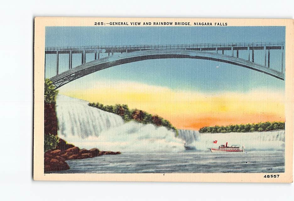 Postcard General View And Rainbow Bridge Niagara Falls New York USA