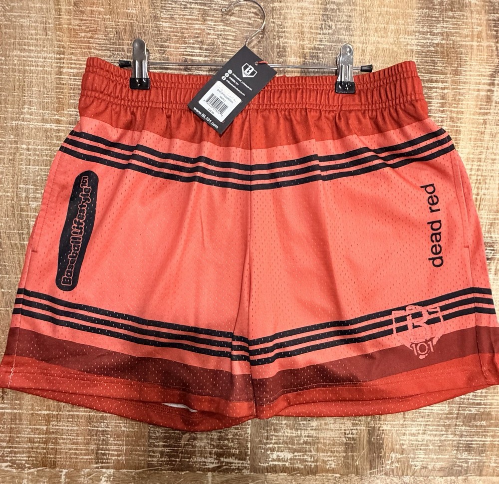Baseball Lifestyle 101 Crayon Red Shorts Men Medium New With Tags Free Shipping