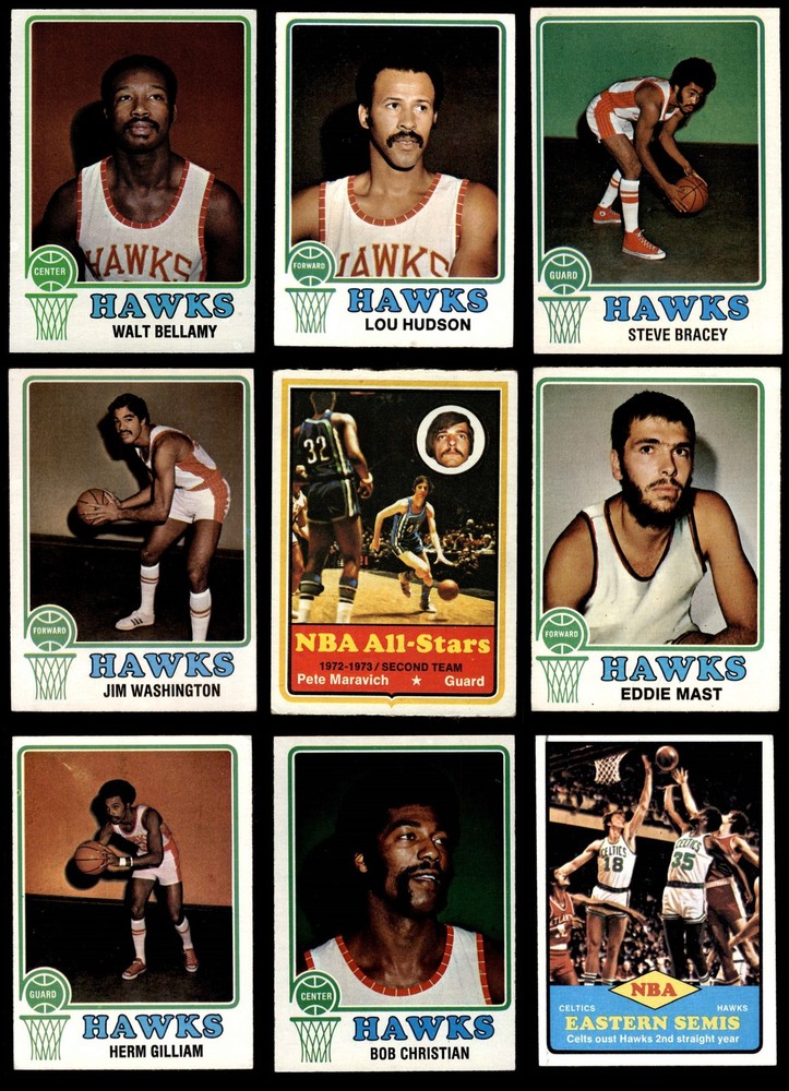 1973-74 Topps Hawks Almost Complete Team Set 4 - VG/EX 7260211 (9 / 10 cards)