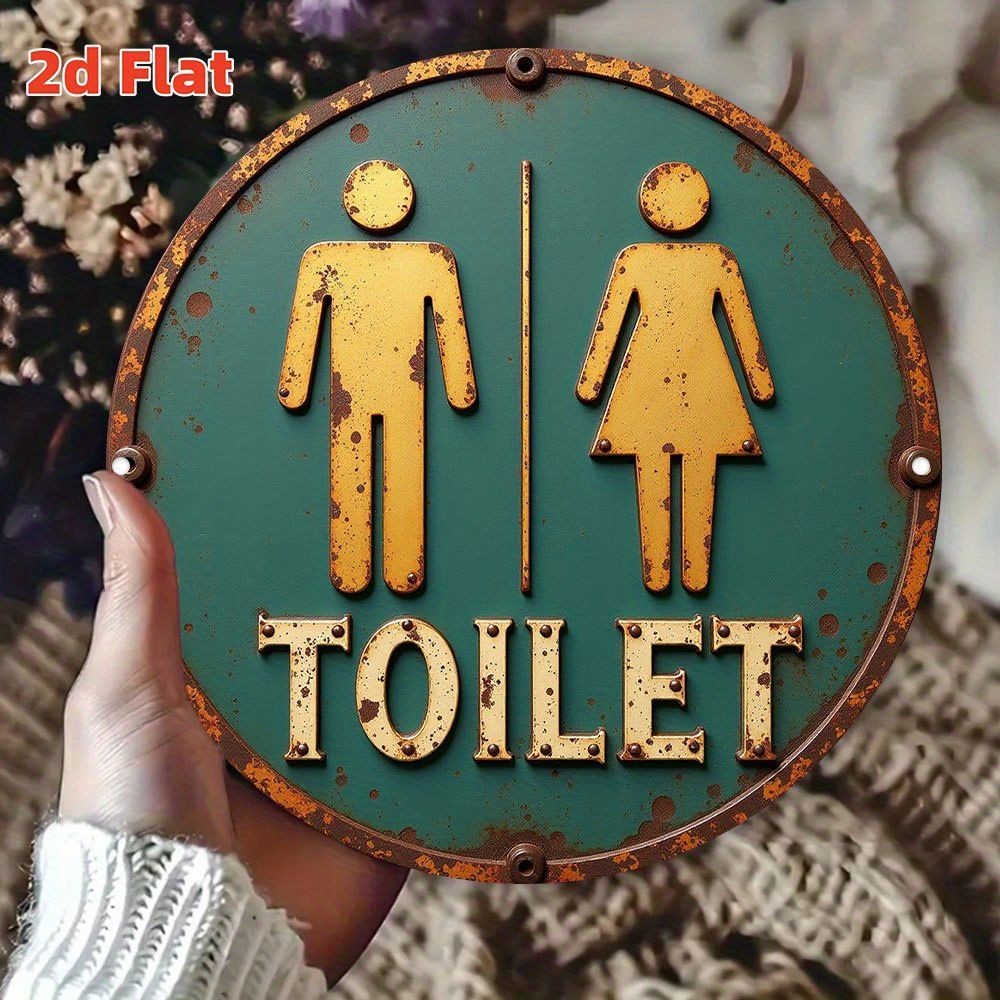 Vintage Toilet Sign Metal Sign Retro Tin Wall Decoration Restroom Rustic Plaque