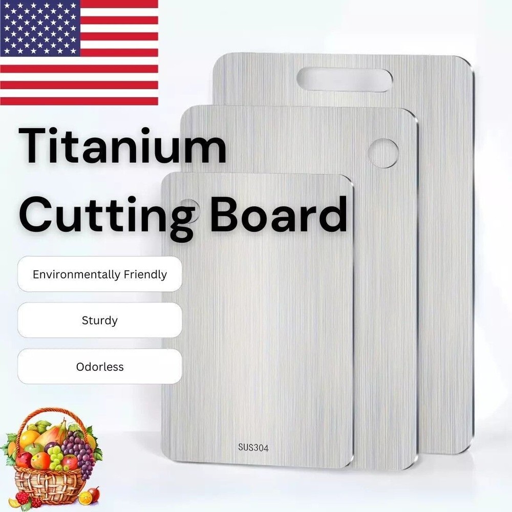 304 Stainless Steel Cutting Board Double-Sided Cutting Boards Kitchen Camping US