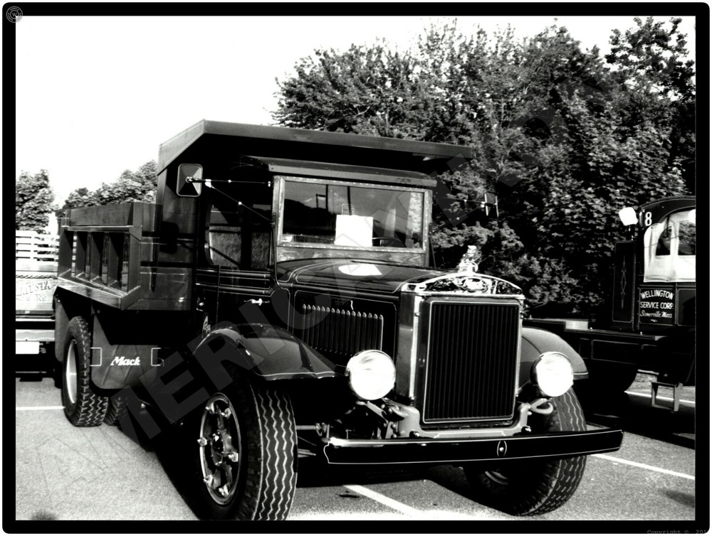 Mack Trucks AC New Metal Sign: 1937 Model BX Dump Truck At 1990s Truck Show-image
