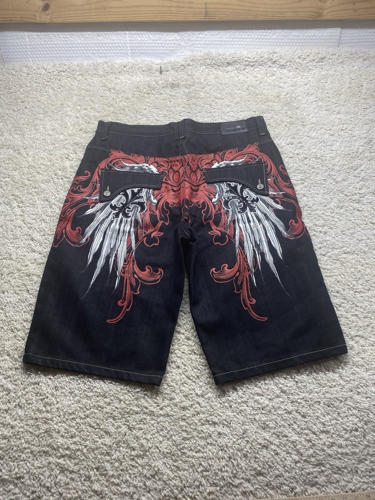 Raw Blue Jeans Men's Size 42 Denim Red Jean Shorts Baggy Rap Y2K Vintage
