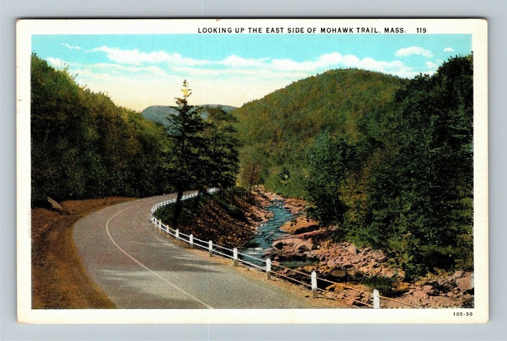 Mohawk Trail MA-Massachusetts Looking Up East Side Vintage Souvenir Postcard