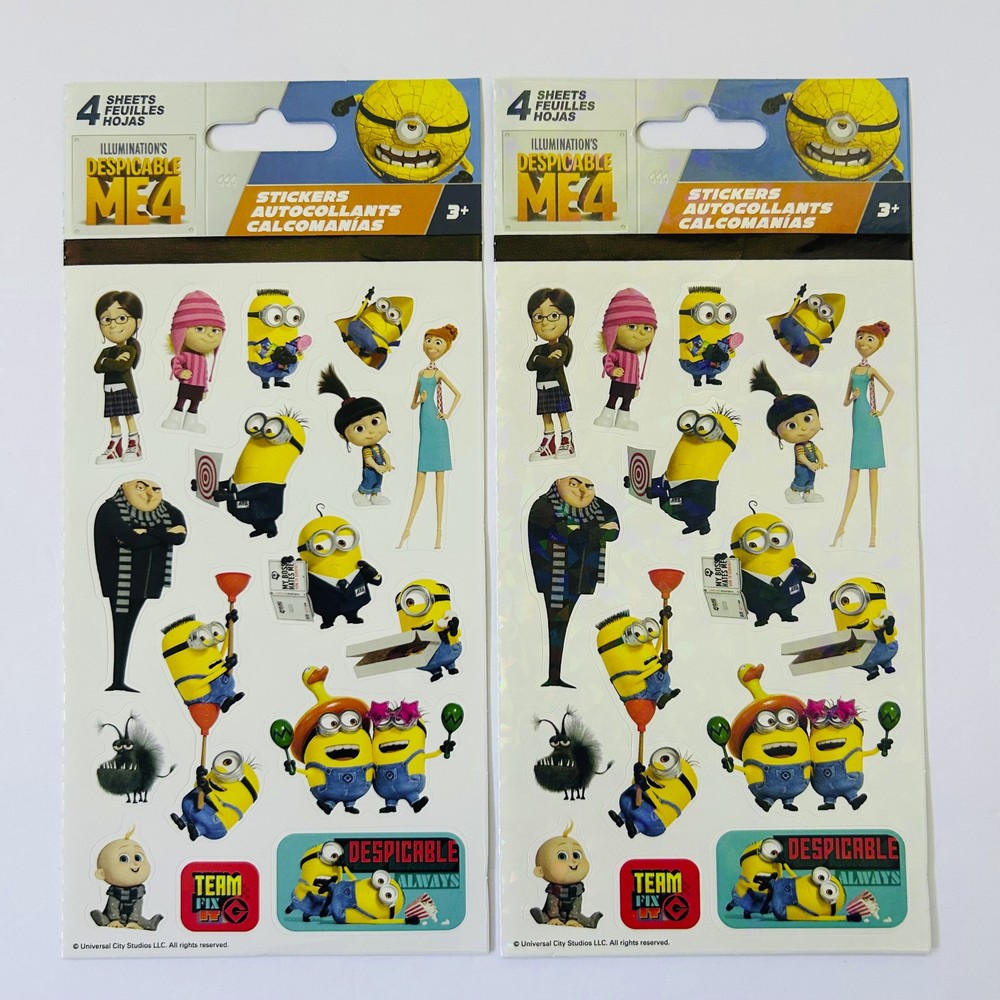 DESPICABLE ME 4 stickers Glossy & Holographic | 4 total sheets-NEW! by Sandylion