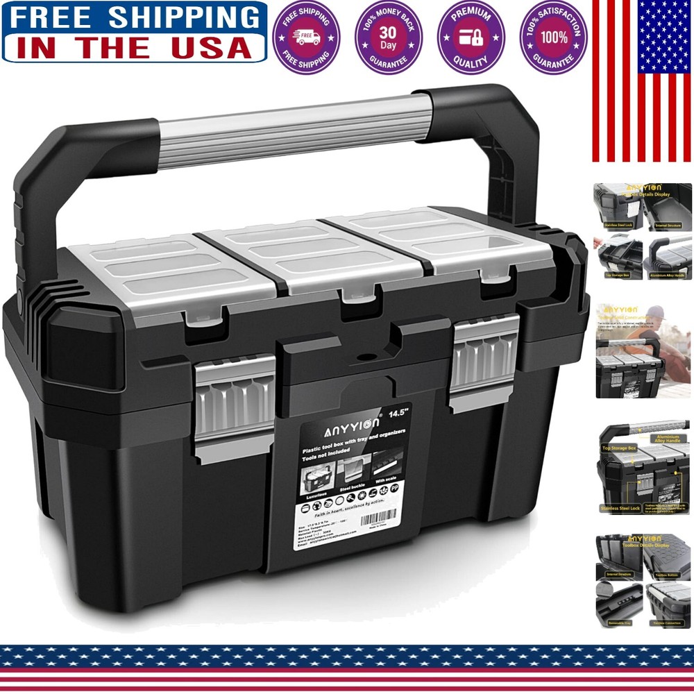 Weather-Resistant 14 Inch Tool Box Perfect for Craft and Household Use