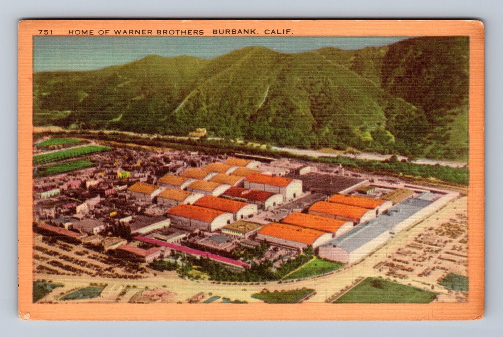 Burbank CA- California Home Of Warner Brothers Vintage c1952 Postcard