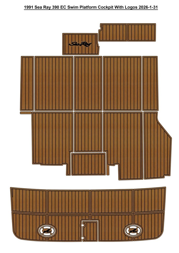 1991 Sea Ray 390 EC  Swim Platform Cockpit Boat EVA Foam Teak Deck Floor Pad