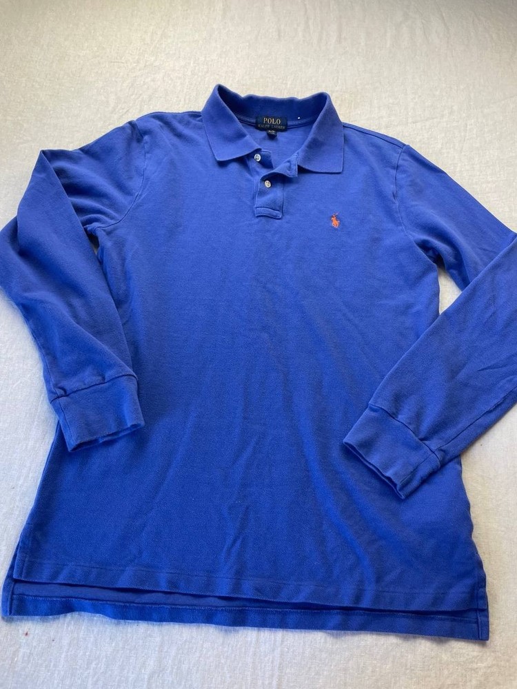 Polo Ralph Lauren Polo Shirt Boys Size XL 18/20 Blue Long Sleeve Preppy Casual