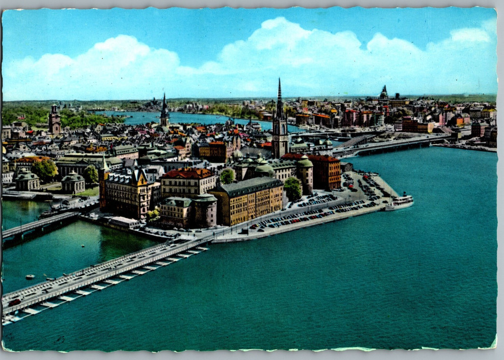 Sweden Riddarholmen Stockholm Old Town City Hall View 1964 Continental Postcard