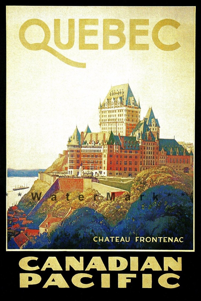Canadian Pacific Train 1930 Vintage Quebec Château Frontenac Retro Poster Print