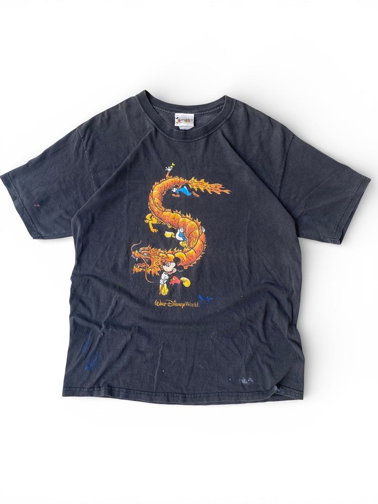 Rare Vintage Walt Disney World Mickey Mouse Dragon T Shirt XL Disney Park Tee