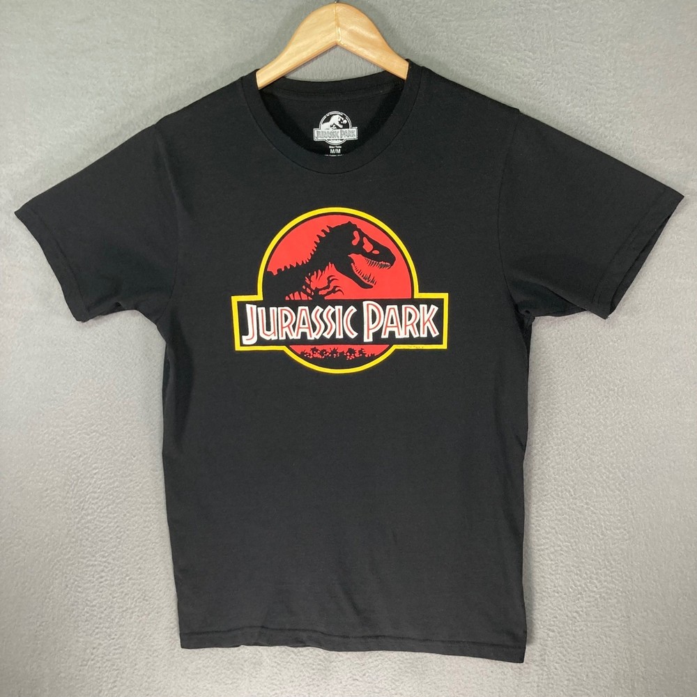 Jurassic Park Logo Graphic T Shirt Mens Medium Black Dinosaur Movie Tee
