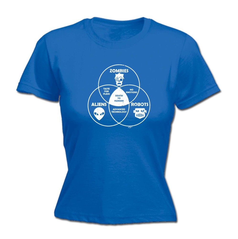Zombies Aliens Robots - Womens T Shirt Funny T-Shirt Novelty gift tshirt