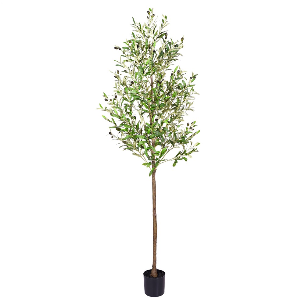 6-7ft Artificial Olive Tree in Pot - Realistic Faux Silk Plant for Home & Hotel Decor