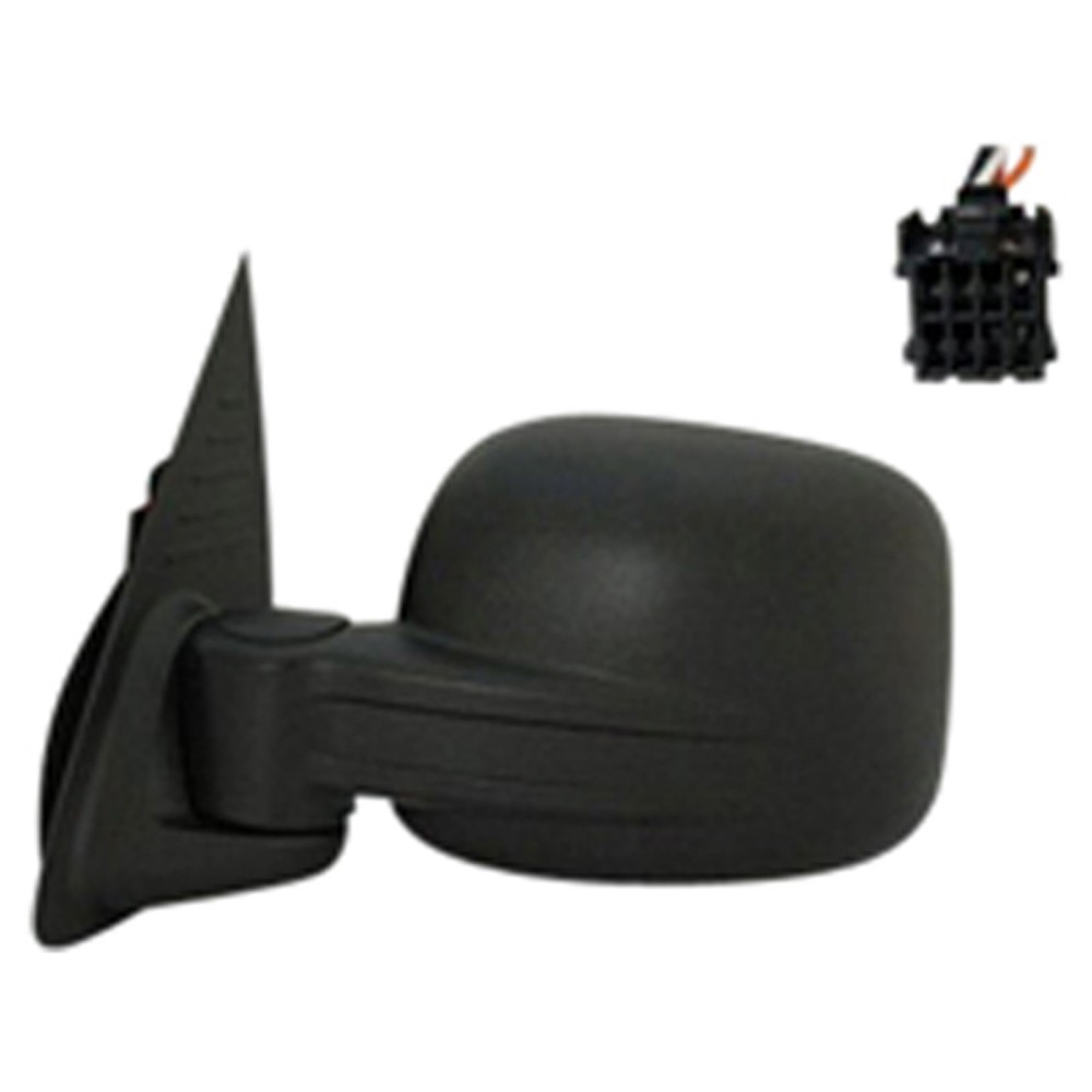 Unpainted Power Flat Driver Side Door Mirror Heated Manual Folding CH1320235