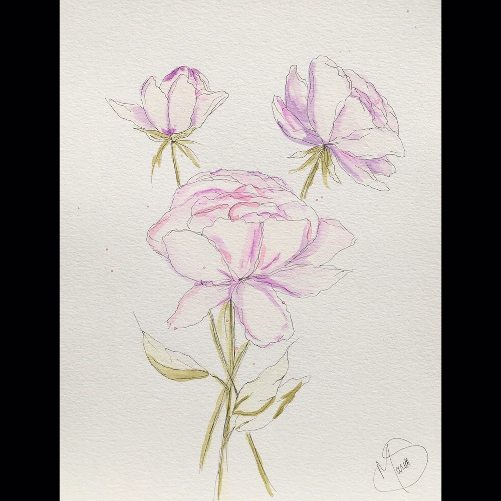 Maria Scalf Flowers Floral Decor ORIGINAL PAINTING Watercolor 9x12 Expressionism