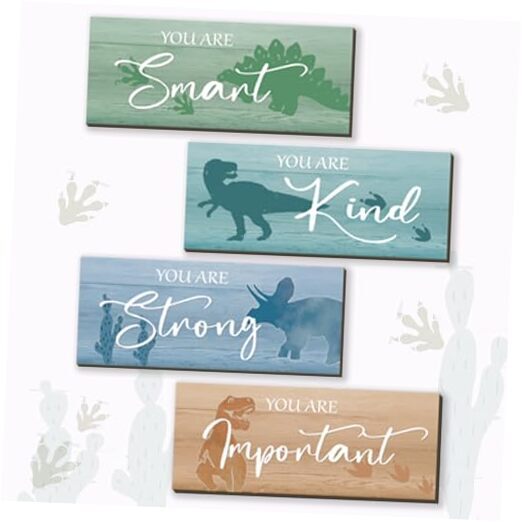 FENCORDAR 4 Pcs Dinosaur Room Decor For Boys Dinosaur Wall Art Art Deco