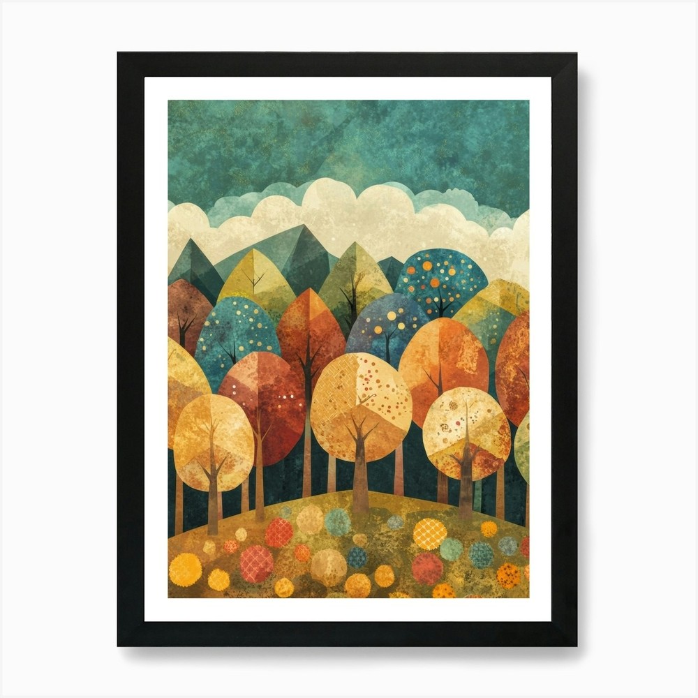 Autumn Trees 2 Framed Canvas Art Print Wall Decor Picture