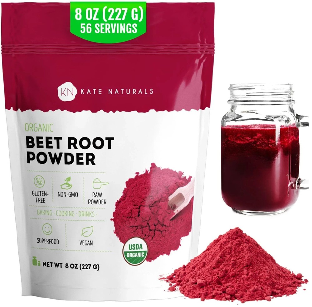 Kate Naturals Beet Root Powder Organic for Smoothie & Energy Boost. Nitric Oxide