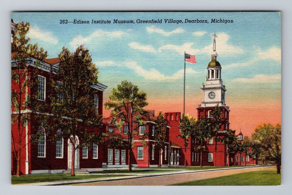 Michigan MI Dearborn Greenfield Edison Institute Museum Village Vintage Postcard