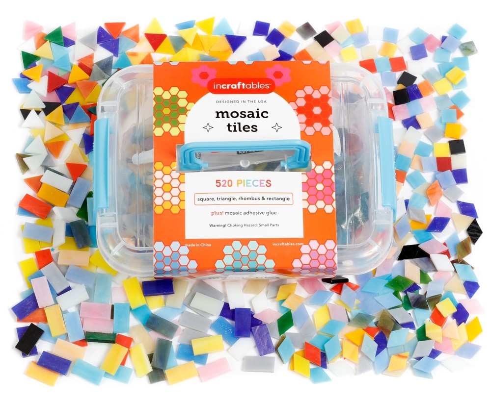Incraftables Stained  Mosaic Tiles for Crafts (520 Glass Pieces) with Glue