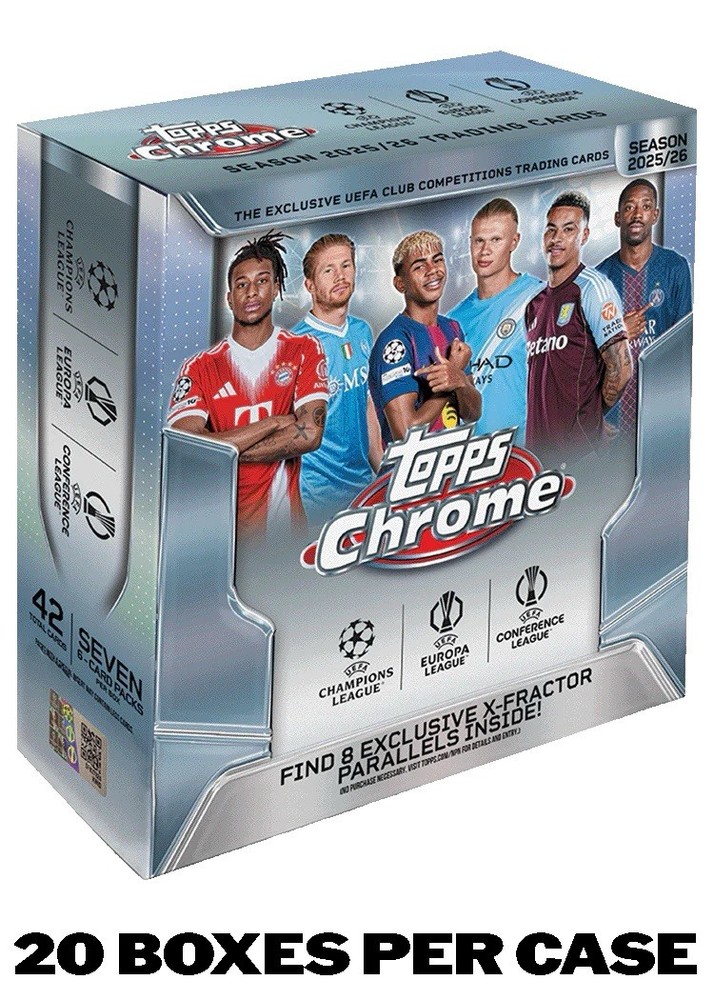 🔥Topps Chrome UEFA Club Competitions 2025-26 - Mega Box Sealed Case✅In hand