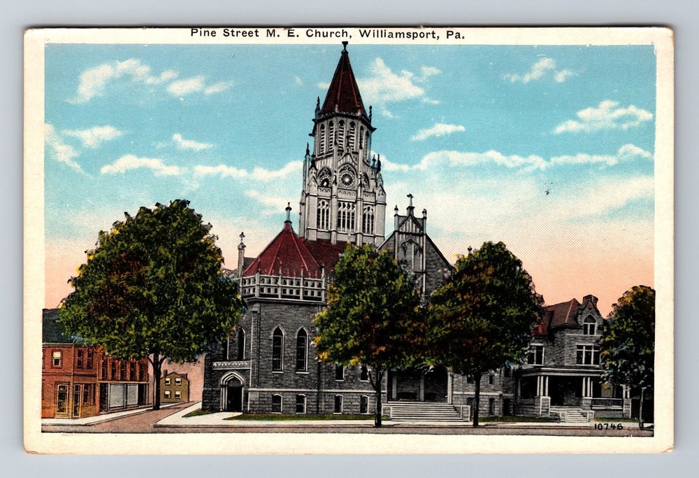 Williamsport PA-Pennsylvania, Pine Street Methodist PC Old Vintage Postcard
