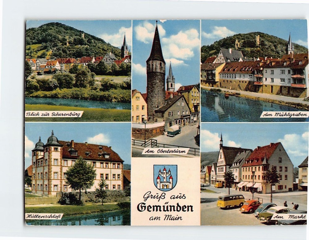 Postcard Scenes & Views Gemünden am Main Bavaria Germany
