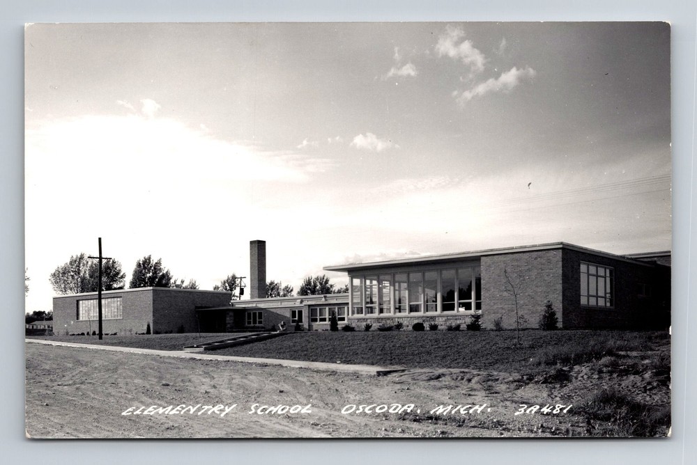 Oscoda, MI-Michigan, Elementary School RPPC c1954 Postal Vintage Postcard